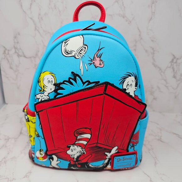 NWT Loungefly Dr Seuss Thing 1 and 2 Box Mini Backpack - Picture 1 of 8